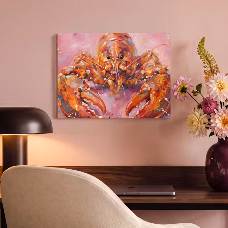 Zeeleven - Kreeft - Spatters - Abstract - Roze PET vilt klein -sfeer3