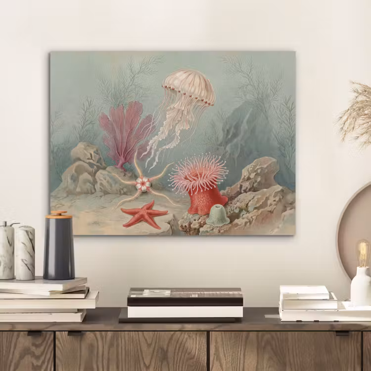 Zeeleven - Kwal - Onderwater - Illustratie - Beige PET vilt klein -sfeer1