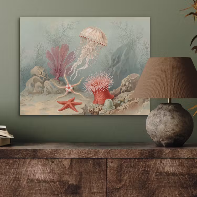 Zeeleven - Kwal - Onderwater - Illustratie - Beige PET vilt klein -sfeer2