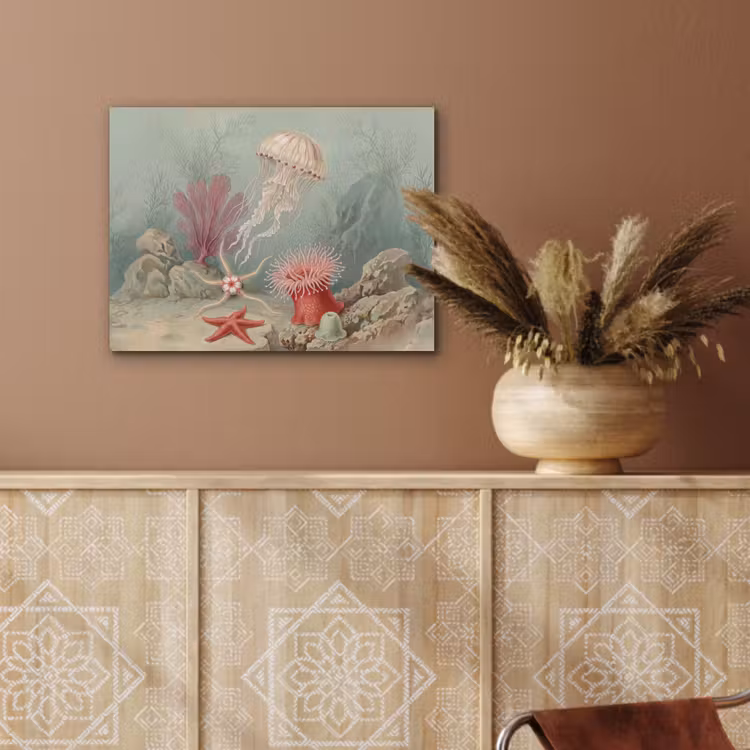 Zeeleven - Kwal - Onderwater - Illustratie - Beige PET vilt klein -sfeer4