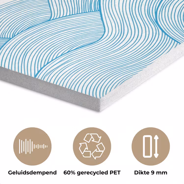 Zeilboot - Golven - Zee - Illustratie - Blauw PET vilt klein -closeup_NL