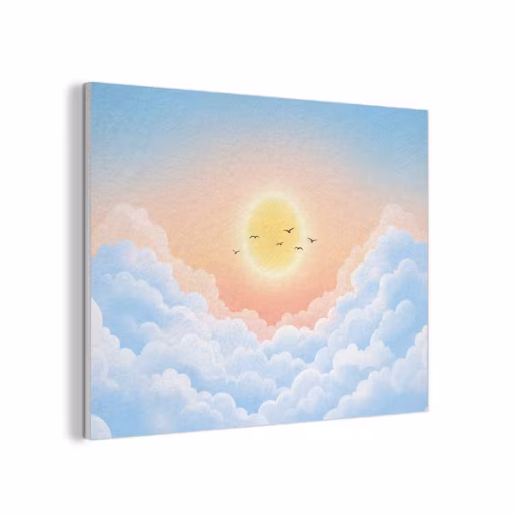 Zon - Vogels - Lucht - Natuur - Geel PET vilt klein -3d
