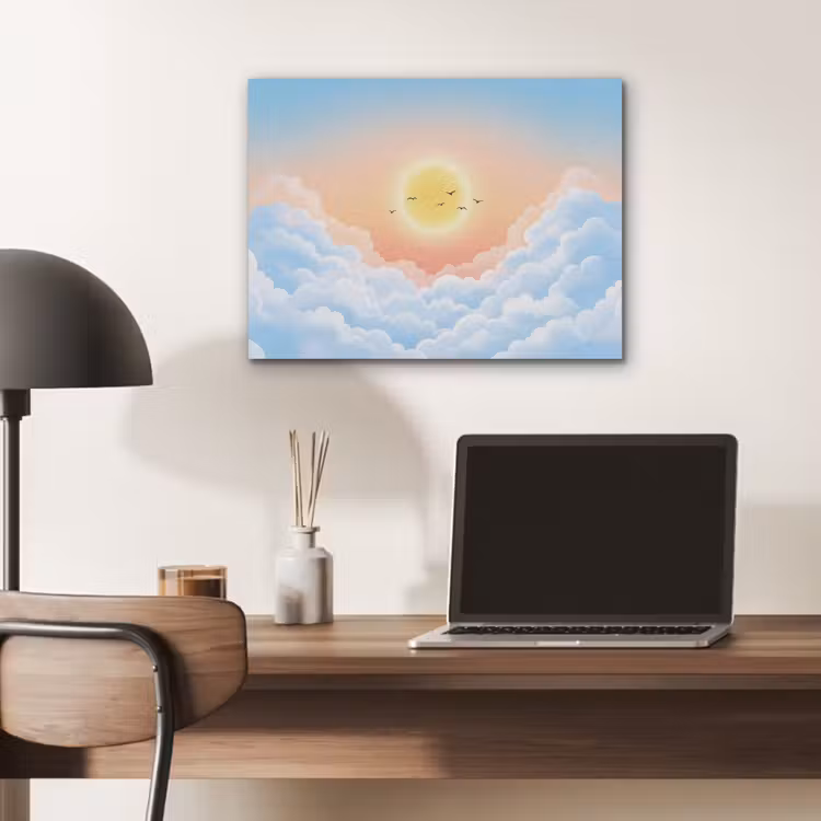 Zon - Vogels - Lucht - Natuur - Geel PET vilt klein -sfeer5