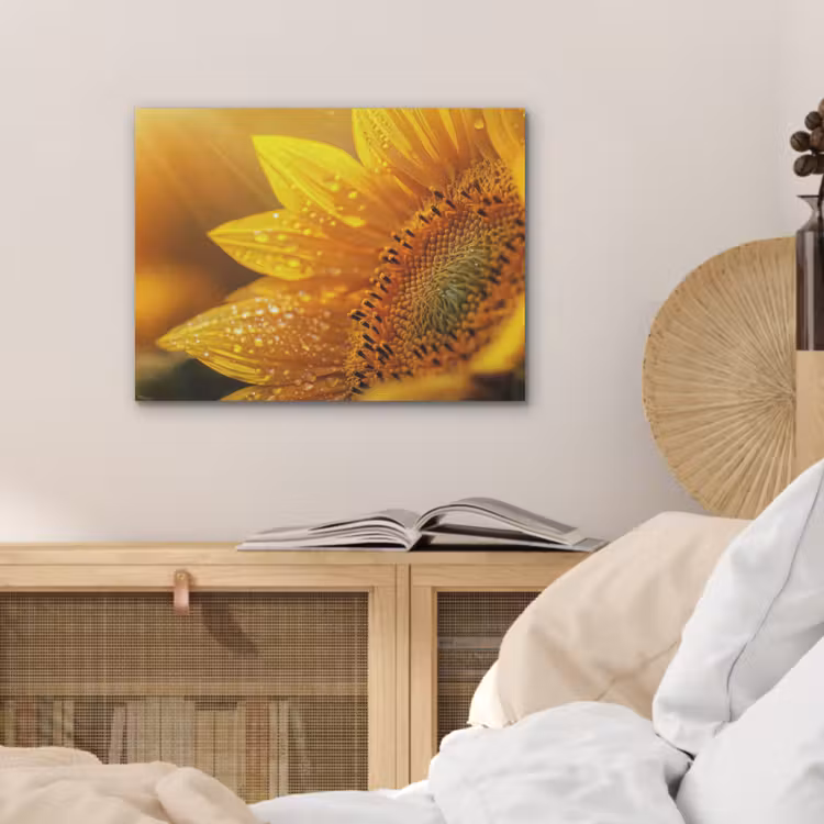 Zonnebloem - Dauwdruppels - Geel - Zonlicht PET vilt klein -sfeer3