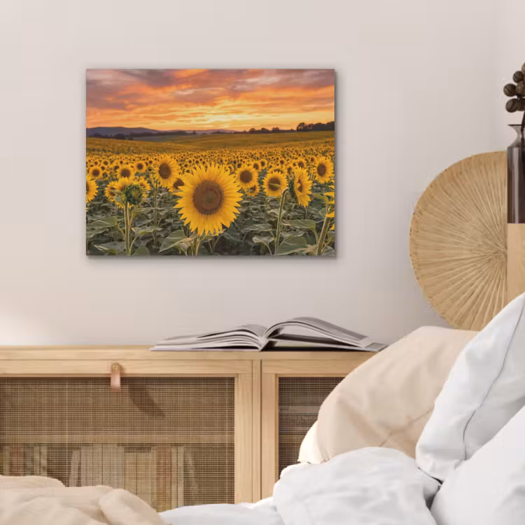 Zonnebloemen - Heuvellandschap - Geel PET vilt klein -sfeer3