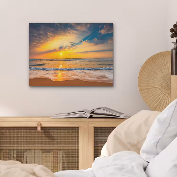 Zonsondergang - Strand - Zee - Wolken - Oranje PET vilt klein -sfeer3