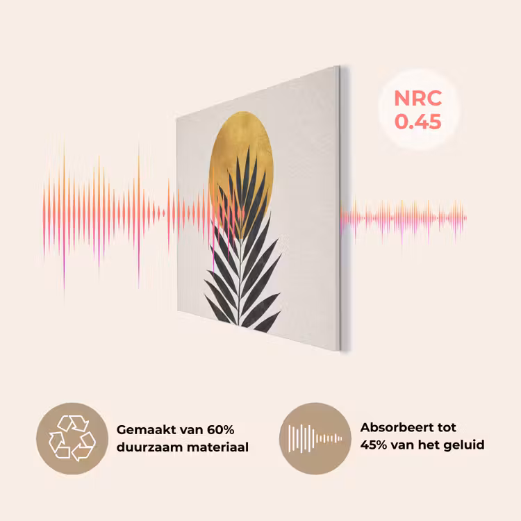 Zwart palmblad - Gouden cirkel - Beige achtergrond PET vilt klein -USP_NL