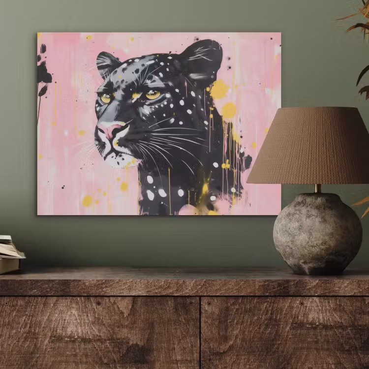 Zwart - Panter - Roze - Abstract PET vilt klein -sfeer2