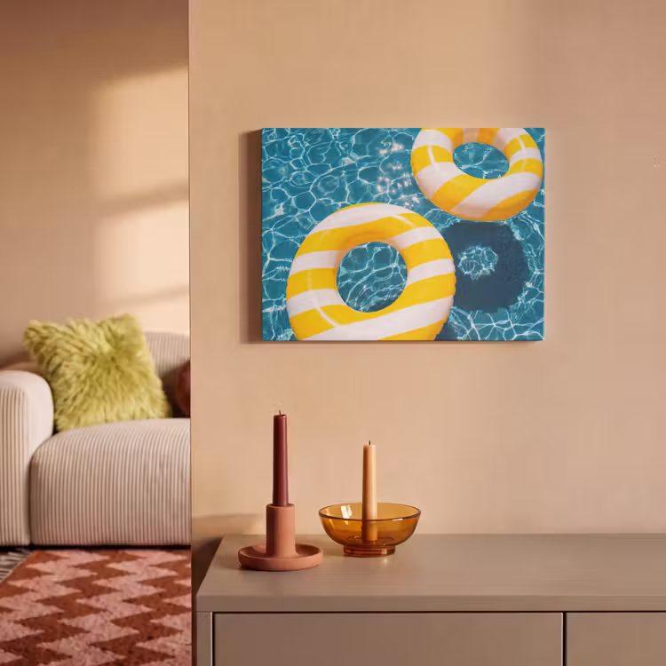 Zwembad - Zwembanden - Zomer - Geel - Blauw PET vilt klein -sfeer1