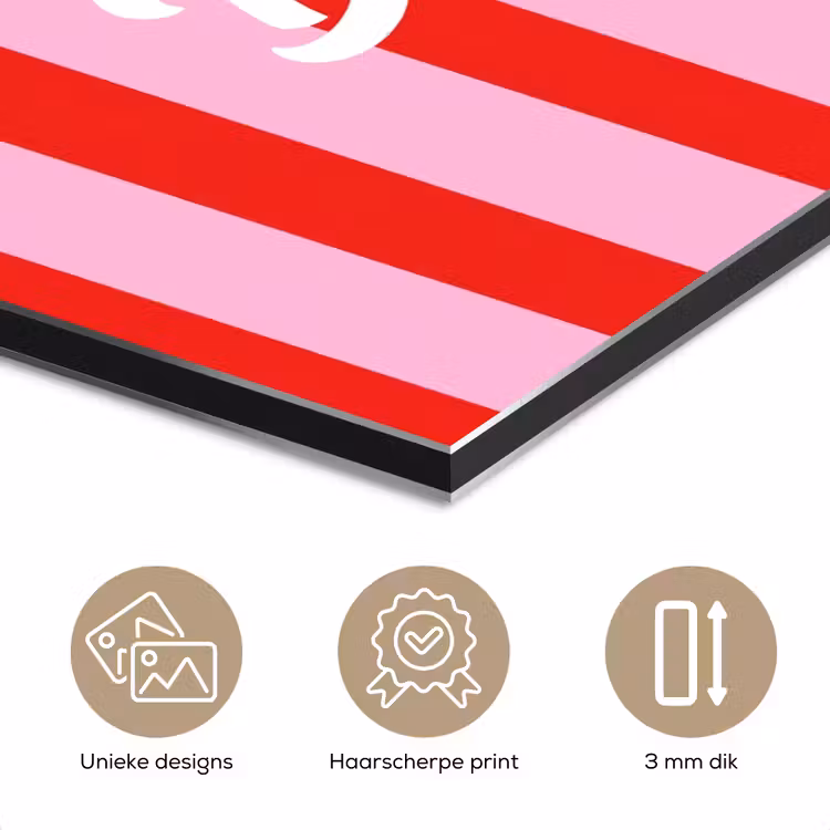 A Little Break - Strepen - Rood - Roze aluminium wit klein -closeup_NL