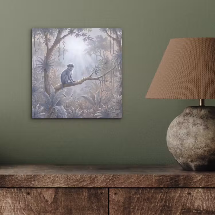 Aap - Boom - Jungle - Natuur - Grijs aluminium wit klein -sfeer2