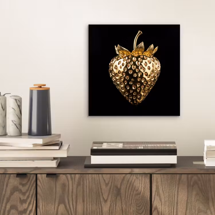 Aardbei - Goud - Zwart - Chrome aluminium wit klein -sfeer1