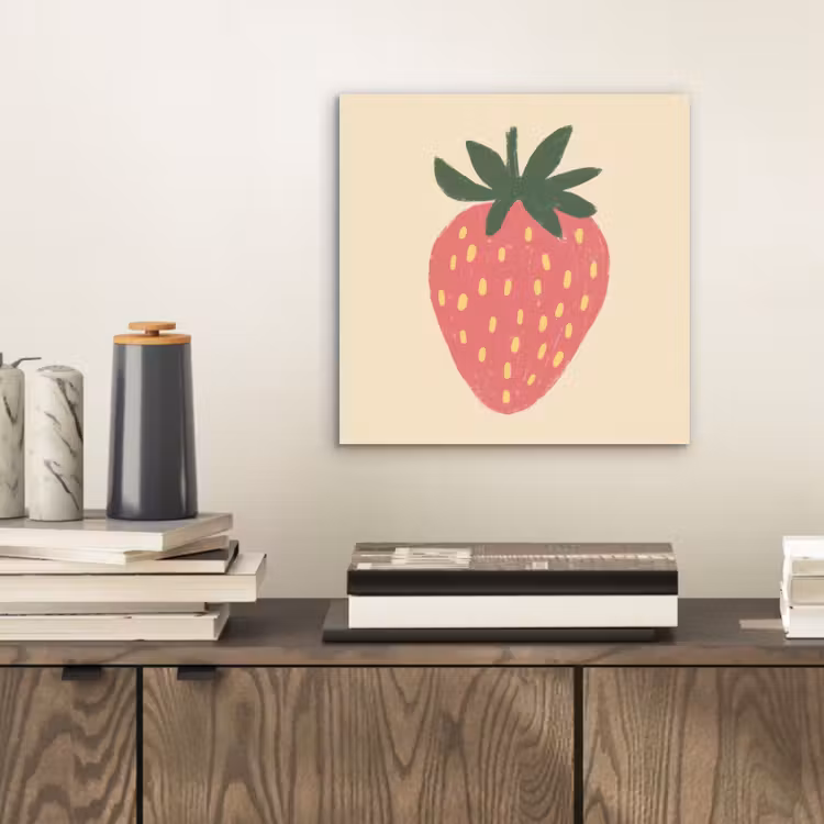 Aardbei - Minimalistisch - Rood - Fruit aluminium wit klein -sfeer1
