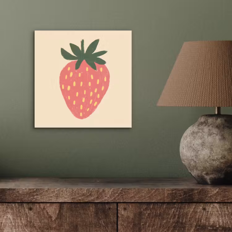 Aardbei - Minimalistisch - Rood - Fruit aluminium wit klein -sfeer2