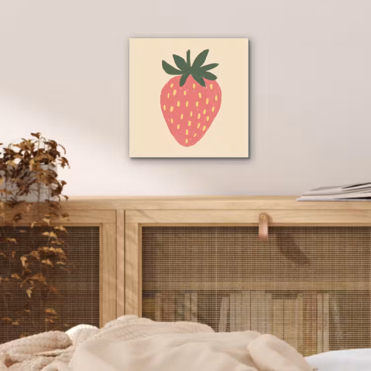 Aardbei - Minimalistisch - Rood - Fruit aluminium wit klein -sfeer3