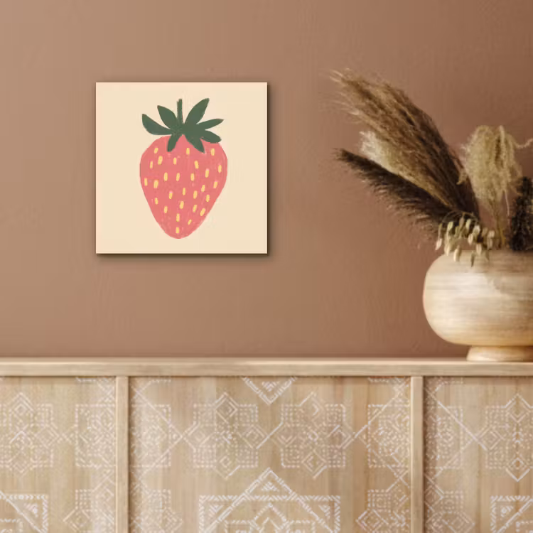 Aardbei - Minimalistisch - Rood - Fruit aluminium wit klein -sfeer4