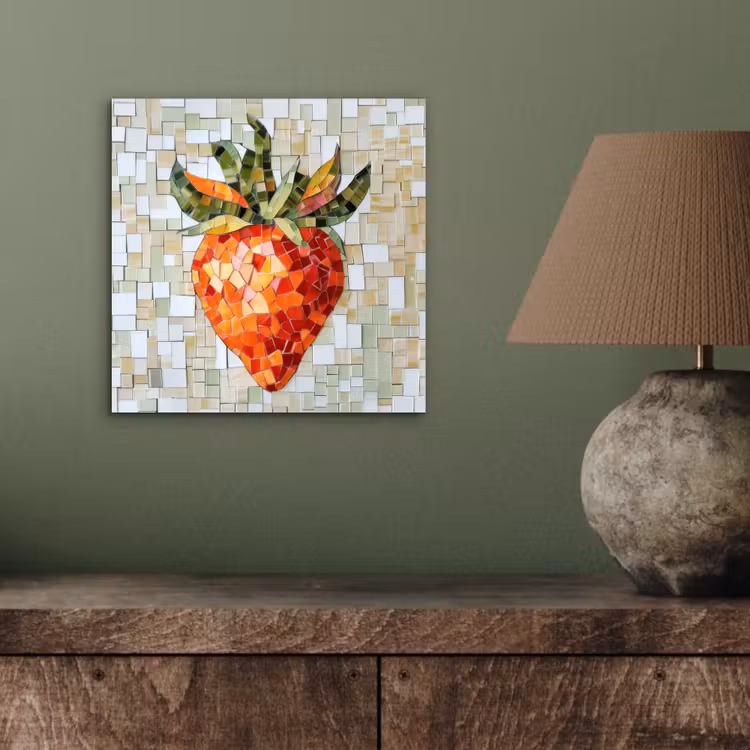 Aardbei - Rood - Mozaïek - Fruit aluminium wit klein -sfeer2
