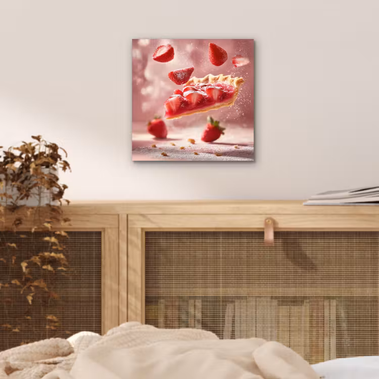 Aardbei - Taart- Eten - Roze aluminium wit klein -sfeer3