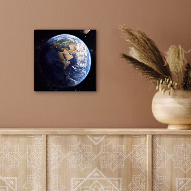 Aarde - Ruimte - Blauw - Groen aluminium wit klein -sfeer4