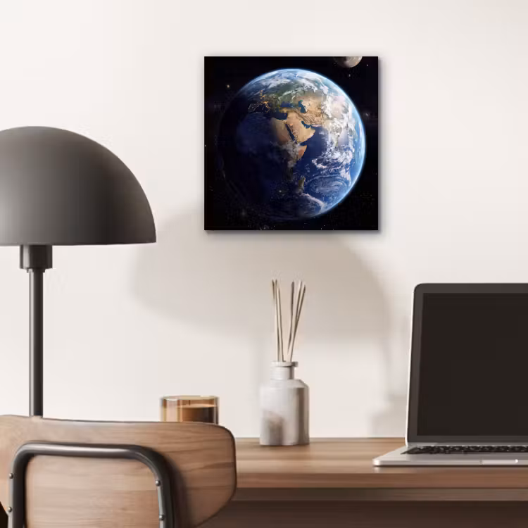 Aarde - Ruimte - Blauw - Groen aluminium wit klein -sfeer5