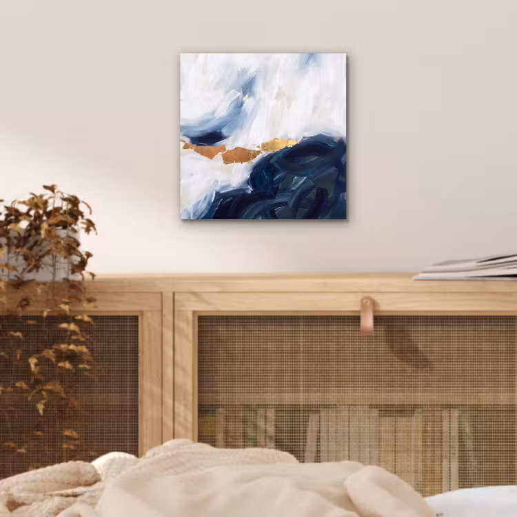Abstract - Acryl - Blauw - Goud - Elegant aluminium wit klein -sfeer3