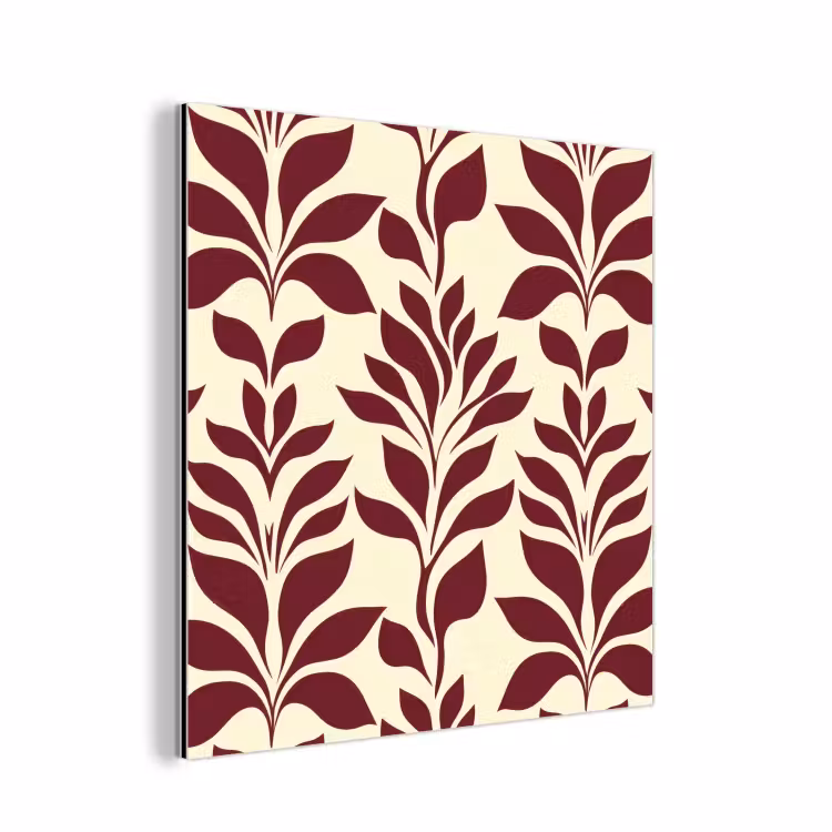 Abstract - Bladeren - Burgundy aluminium wit klein 46 -3d