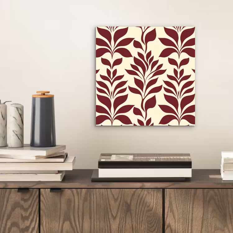 Abstract - Bladeren - Burgundy aluminium wit klein 46 -sfeer1