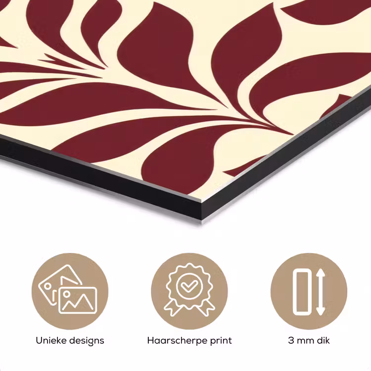 Abstract - Bladeren - Burgundy aluminium wit klein 46 -closeup_NL
