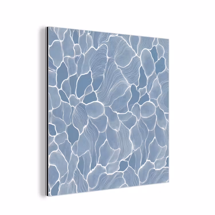 Abstract - Blauw - Bladeren aluminium wit klein -3d