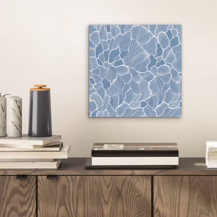 Abstract - Blauw - Bladeren aluminium wit klein -sfeer1