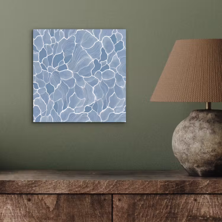 Abstract - Blauw - Bladeren aluminium wit klein -sfeer2