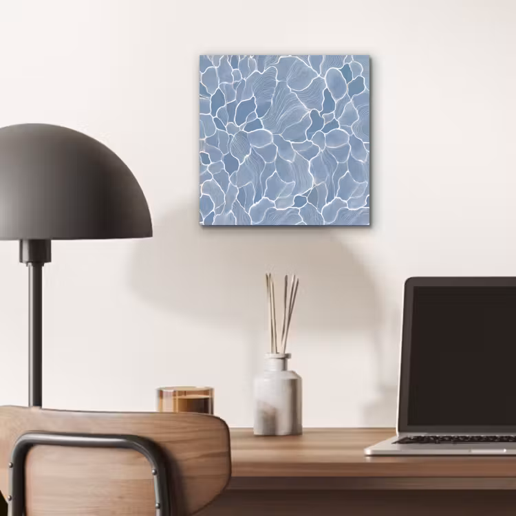 Abstract - Blauw - Bladeren aluminium wit klein -sfeer5