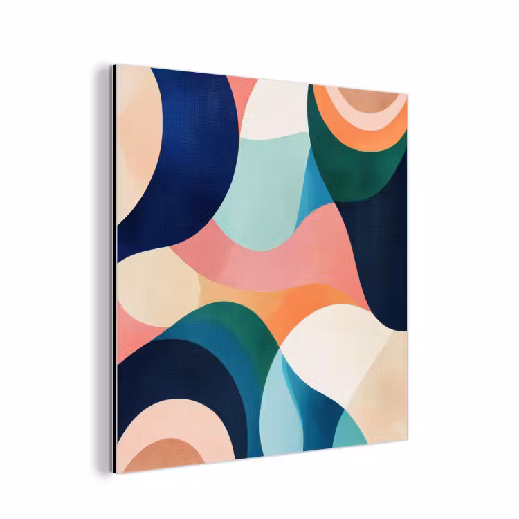 Abstract - Blauw - Roze aluminium wit klein -3d