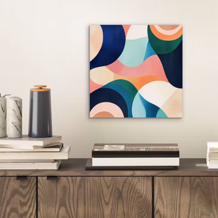 Abstract - Blauw - Roze aluminium wit klein -sfeer1