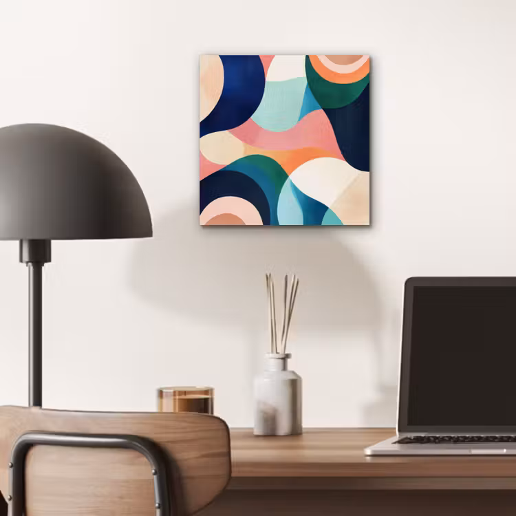 Abstract - Blauw - Roze aluminium wit klein -sfeer5