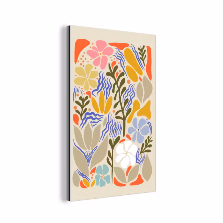 Abstract - Bloemen - Bladeren aluminium wit klein -3d