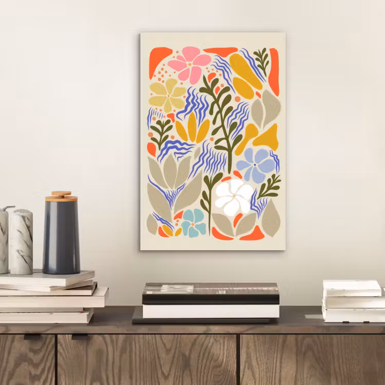 Abstract - Bloemen - Bladeren aluminium wit klein -sfeer1
