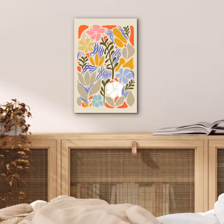 Abstract - Bloemen - Bladeren aluminium wit klein -sfeer3