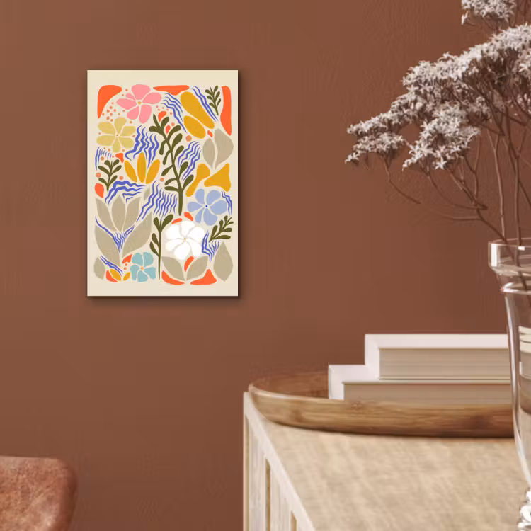 Abstract - Bloemen - Bladeren aluminium wit klein -sfeer4