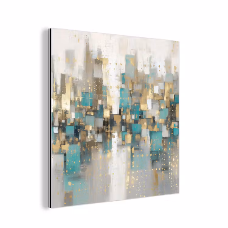 Abstract - Blokken - Goud - Skyline aluminium wit klein -3d