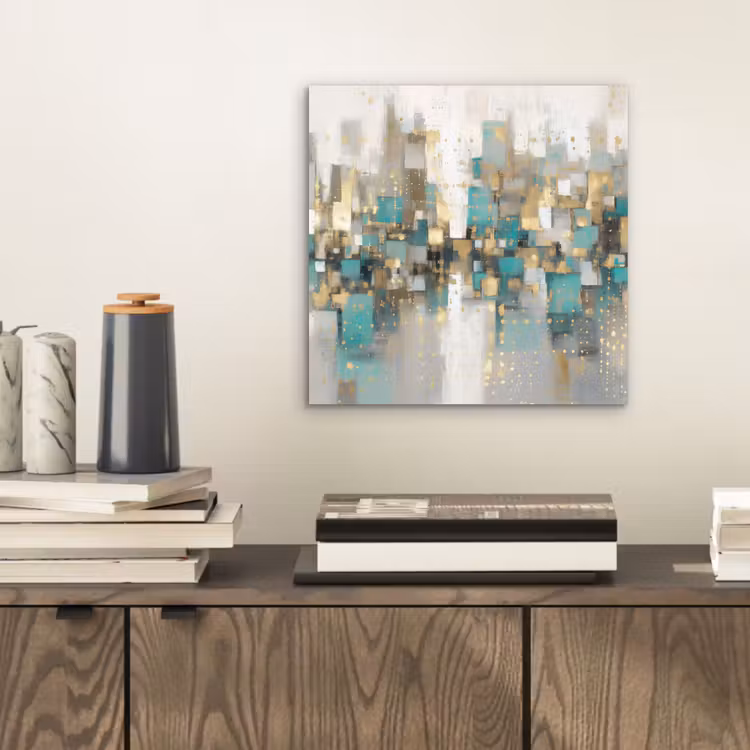 Abstract - Blokken - Goud - Skyline aluminium wit klein -sfeer1