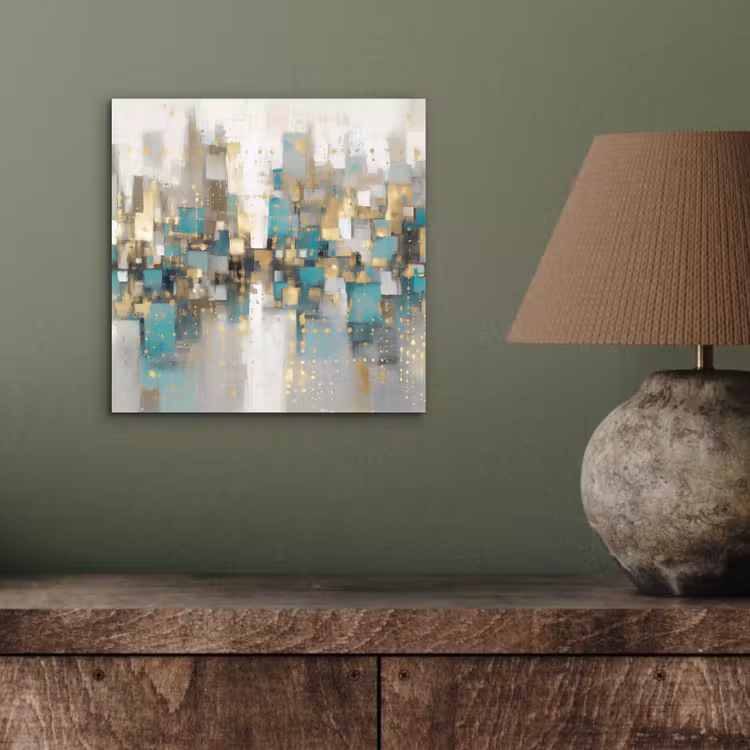 Abstract - Blokken - Goud - Skyline aluminium wit klein -sfeer2