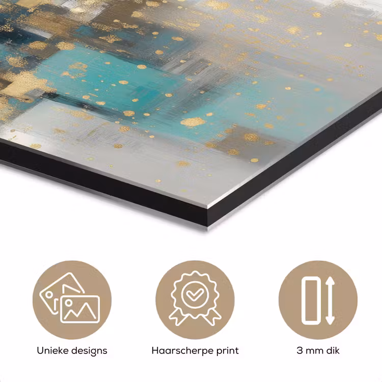Abstract - Blokken - Goud - Skyline aluminium wit klein -closeup_NL