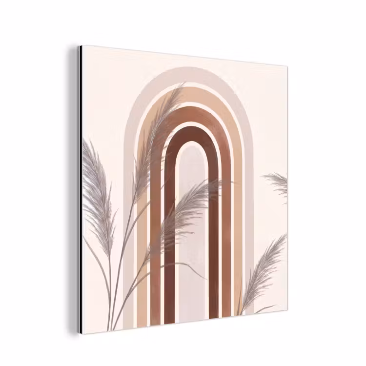 Abstract - Bogen - Plant - Boho - Beige aluminium wit klein -3d