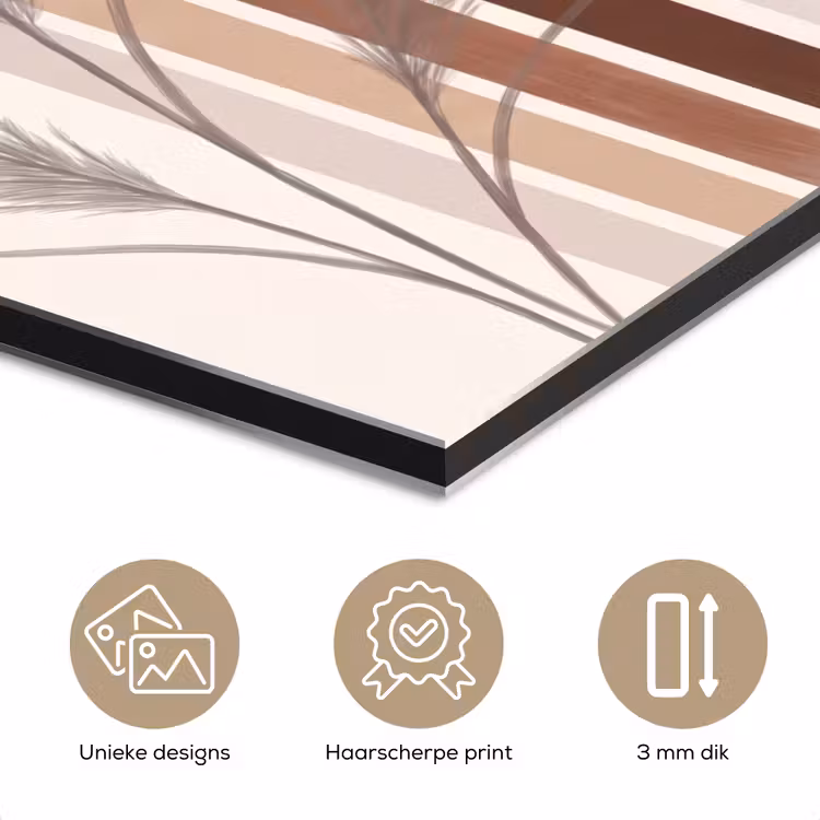 Abstract - Bogen - Plant - Boho - Beige aluminium wit klein -closeup_NL