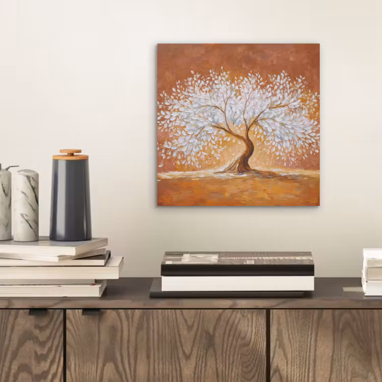 Abstract - Boom - Wit - Bladeren aluminium wit klein -sfeer1