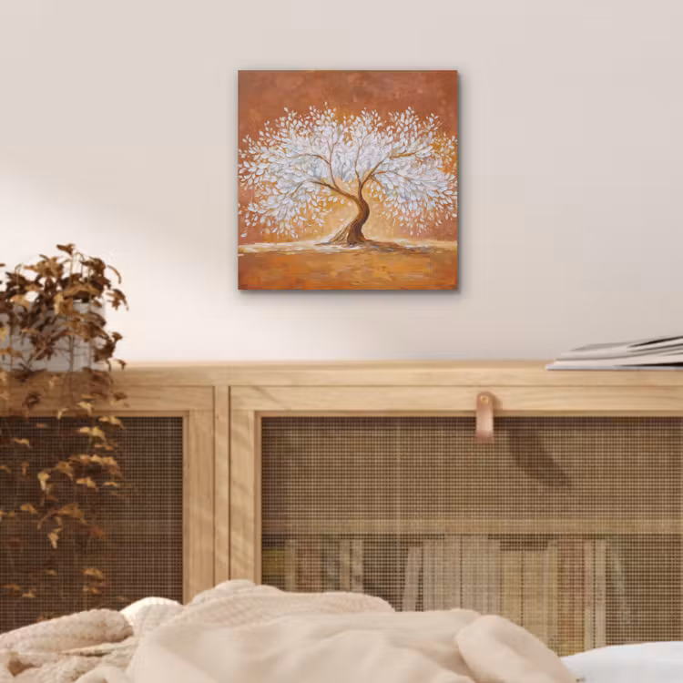 Abstract - Boom - Wit - Bladeren aluminium wit klein -sfeer3