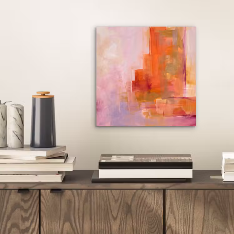 Abstract - Borstelstreken - Kunst - Paars - Goud aluminium wit klein -sfeer1