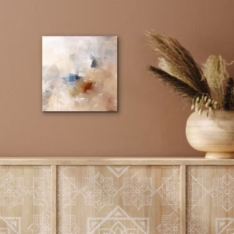 Abstract - Borstelstreken - Modern - Beige - Kunst aluminium wit klein -sfeer4