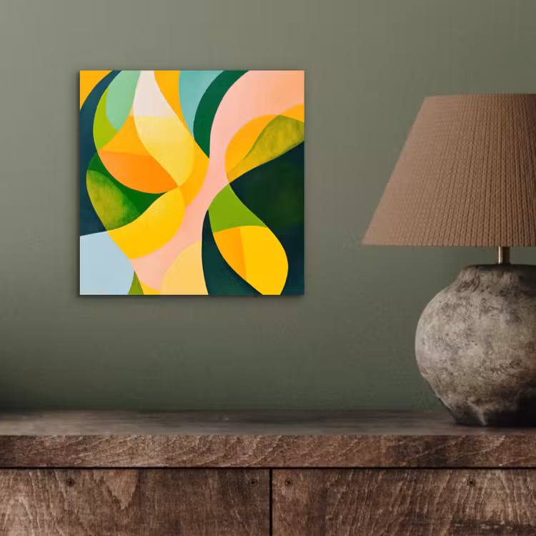 Abstract - Geel - Roze - Groen aluminium wit klein -sfeer2